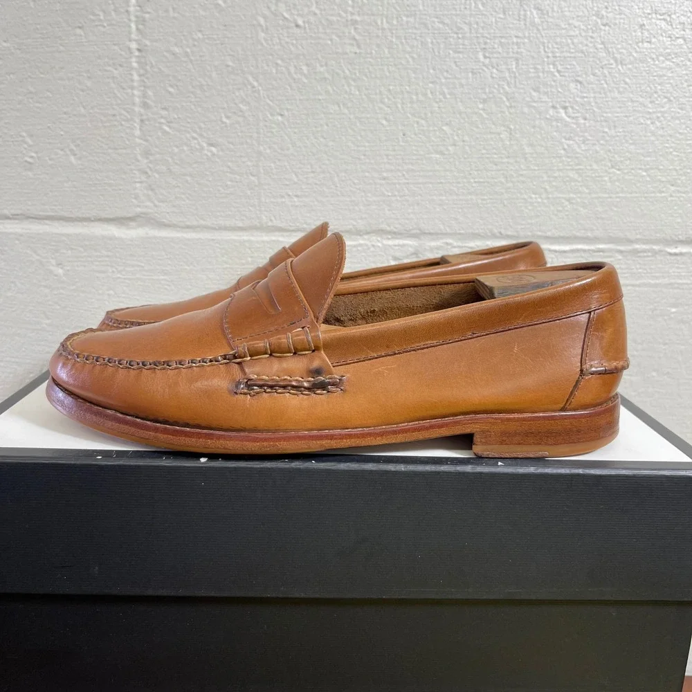 LL Bean Signature Brown Leather Penny Loafers Slip On Dress Shoes Men's 9.5 D
